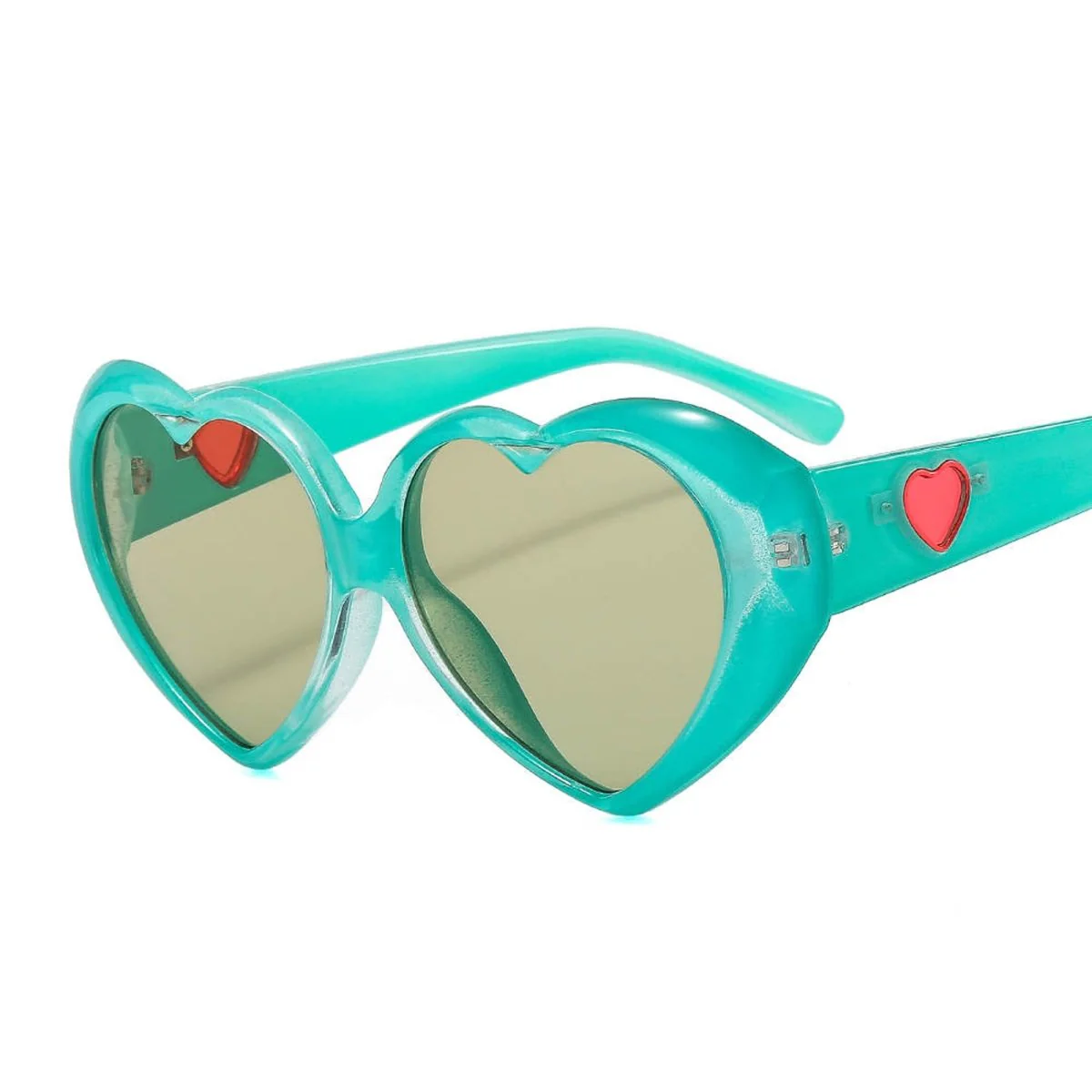 Turquoise Heart Shaped Sunglasses for Adults