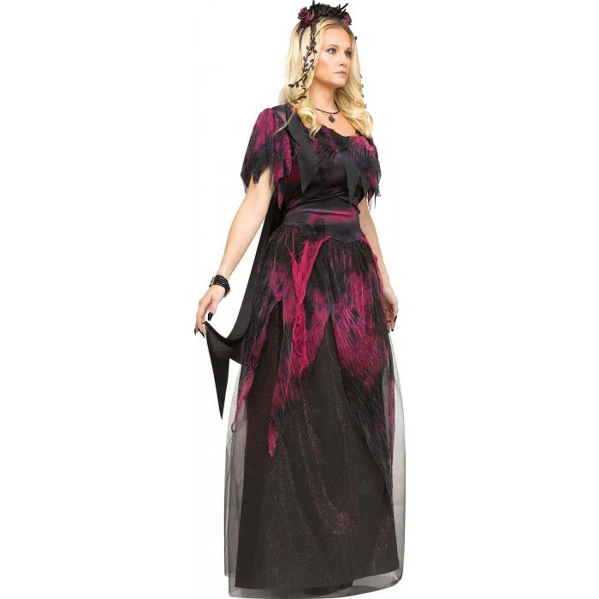 Twilight Fairy Costume for Adults, Black and Purple Dress - Image 3