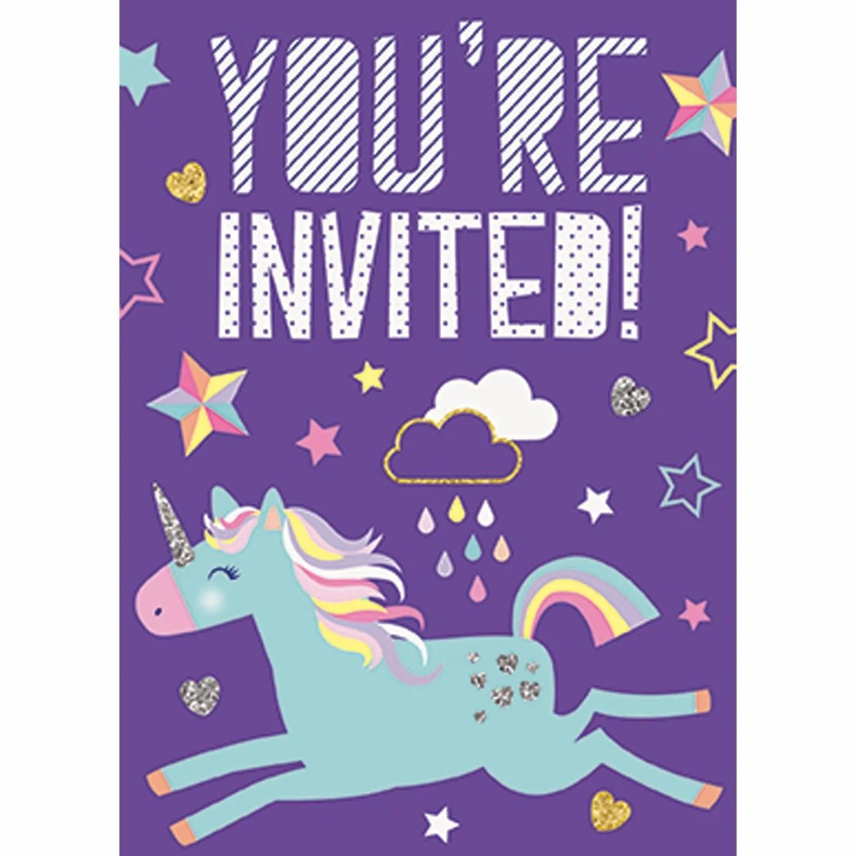 Unicorn Galaxy Birthday Invitations, 8 Count