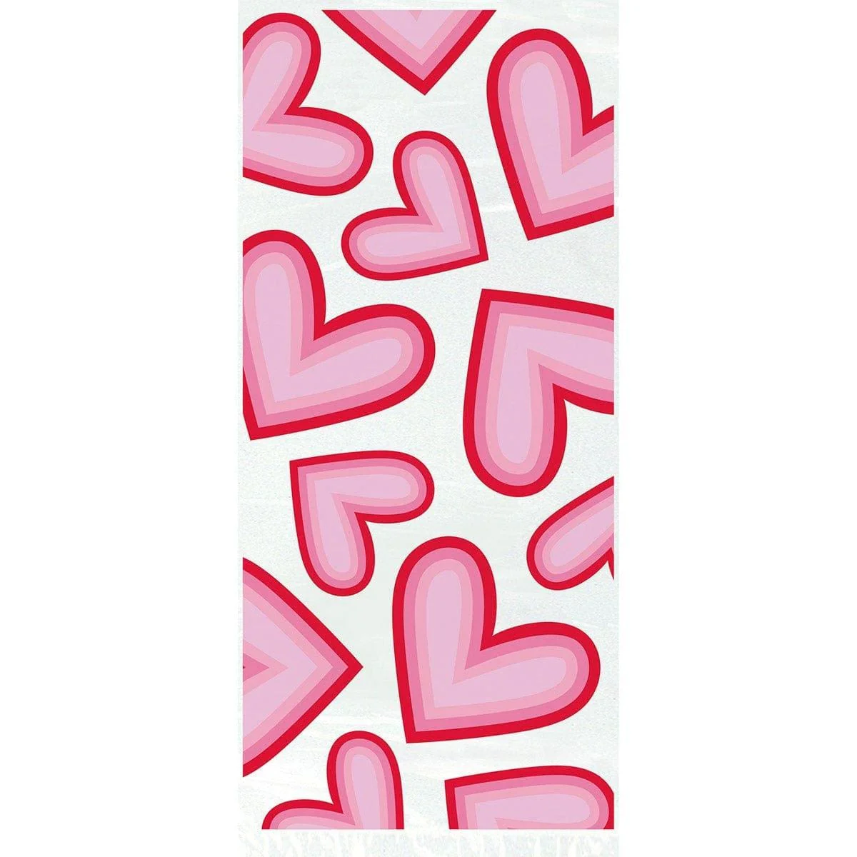 Valentine Day Cello Bags with Pink Hearts, 20 Count