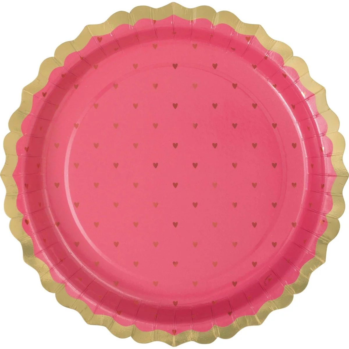 R & P Valentine's Day Large Pink Lunch Paper Plates, 9 Inches, 8 Count