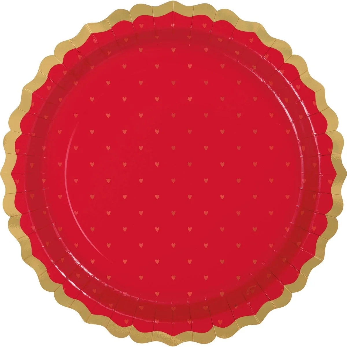 R & P Valentine's Day Large Red Lunch Paper Plates, 11 Inches, 8 Count