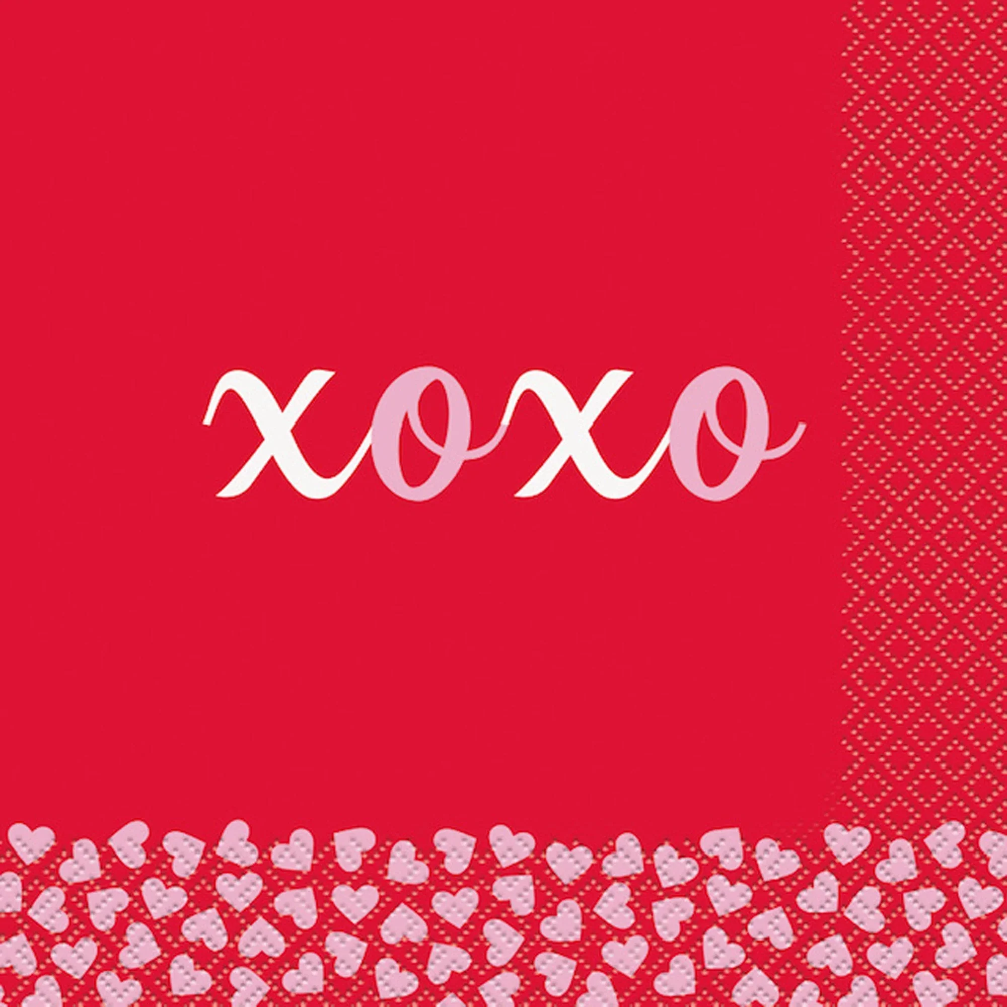 Valentine's Day Red and White XOXO Large Lunch Napkins, 6 Count