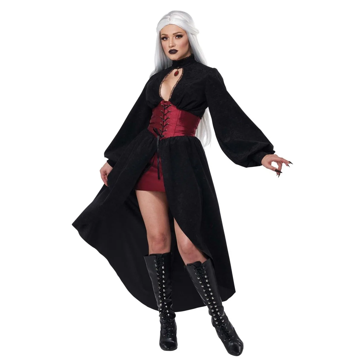 Vampire Corset Coat Costume for Adults, Black Coat - Image 2