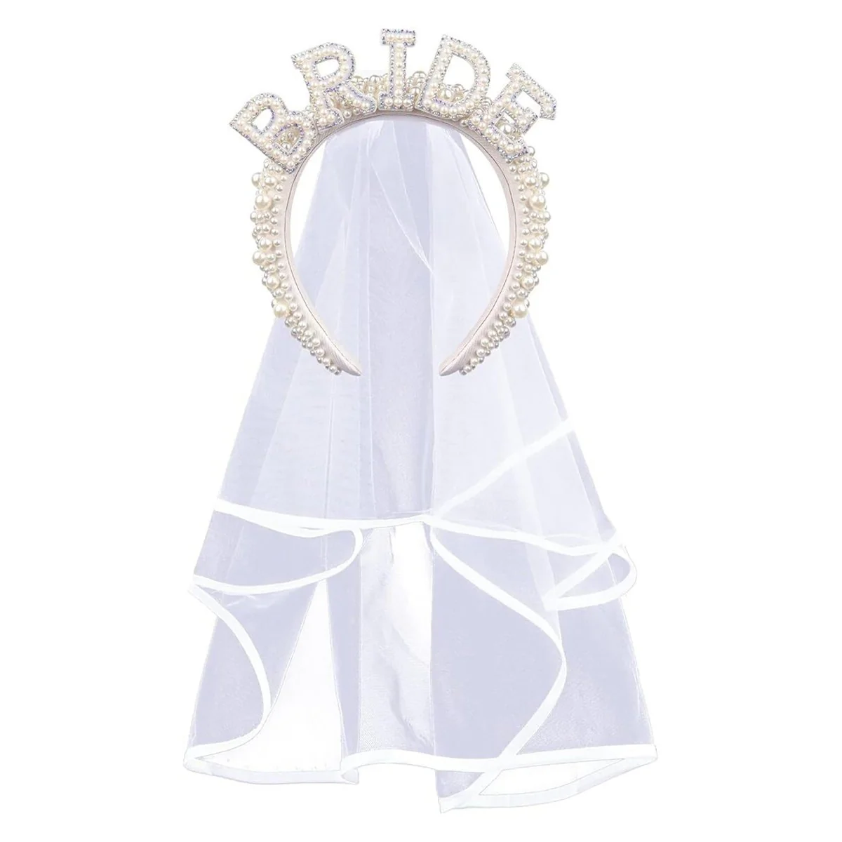 Bridal Headband with Veil, 1 Count