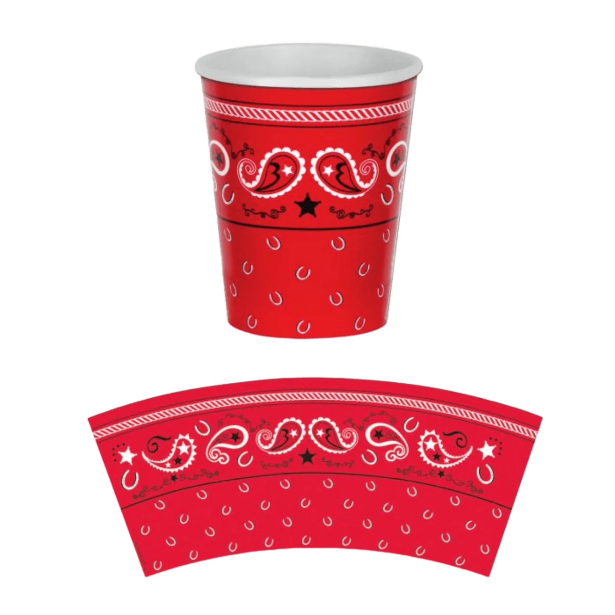 Western Red Party Paper Cups, 9 Oz, 8 Count