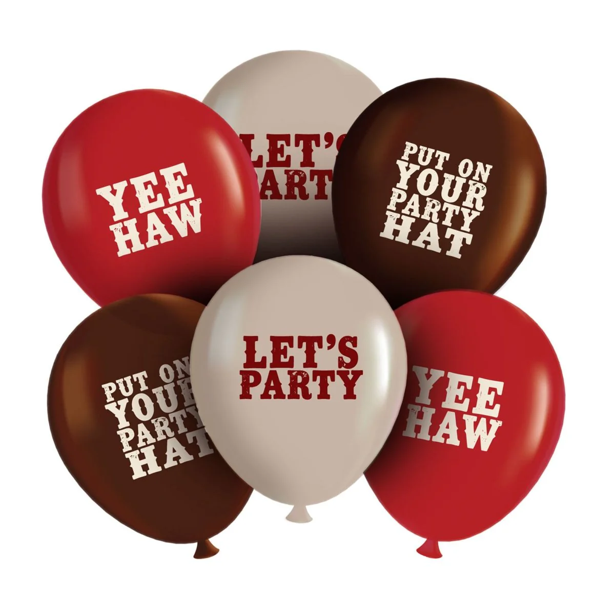 Western Yee Haw Latex Balloons, 6 Count
