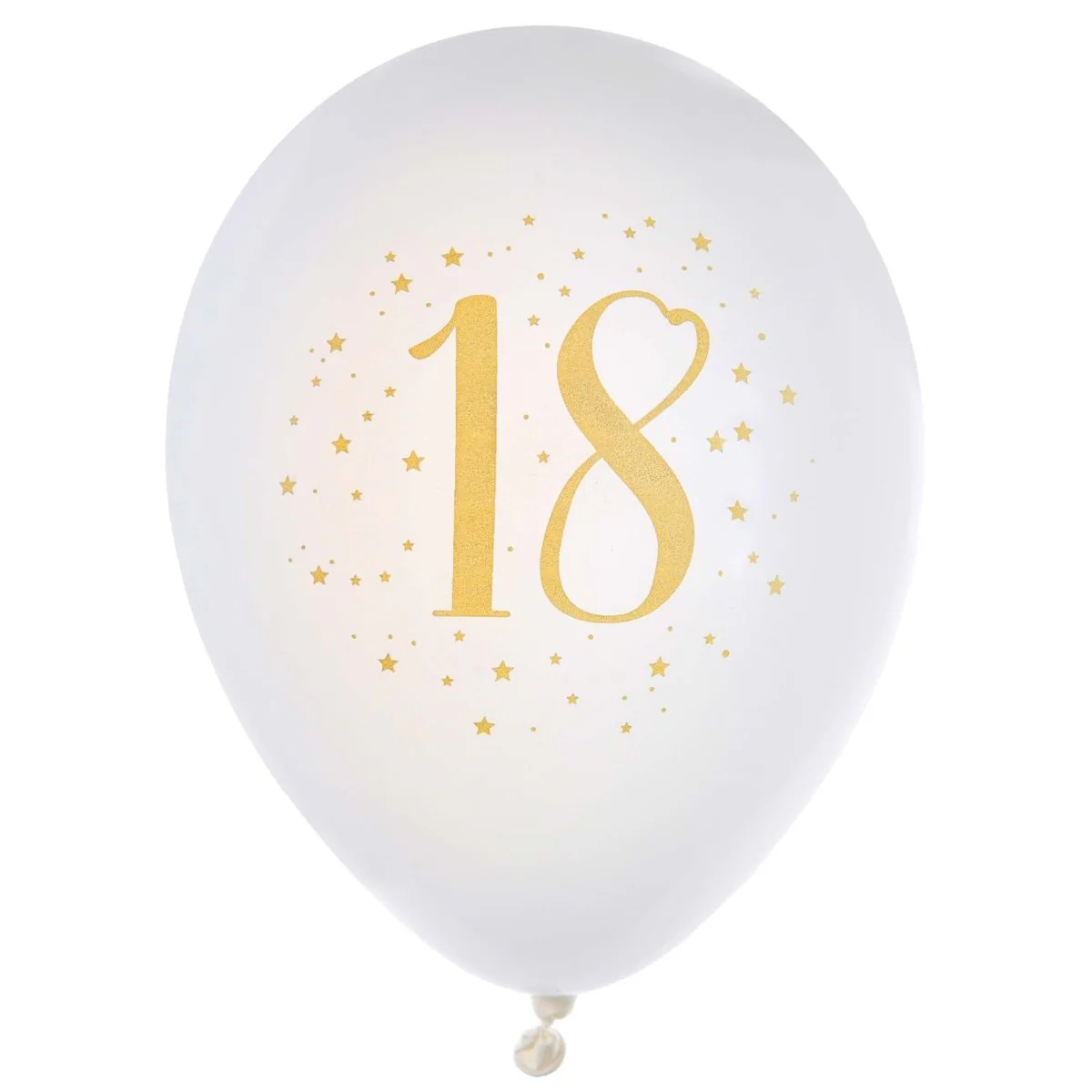 White and Gold 18th Birthday Latex Balloons, 12 Inches, 6 Count