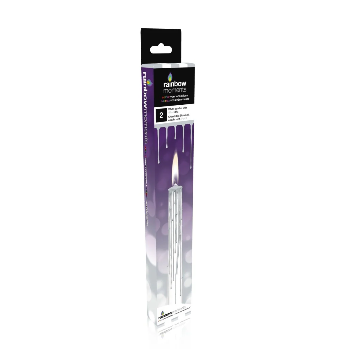 White Candles with Silver Drip, 10.25 Inches, 2 Count
