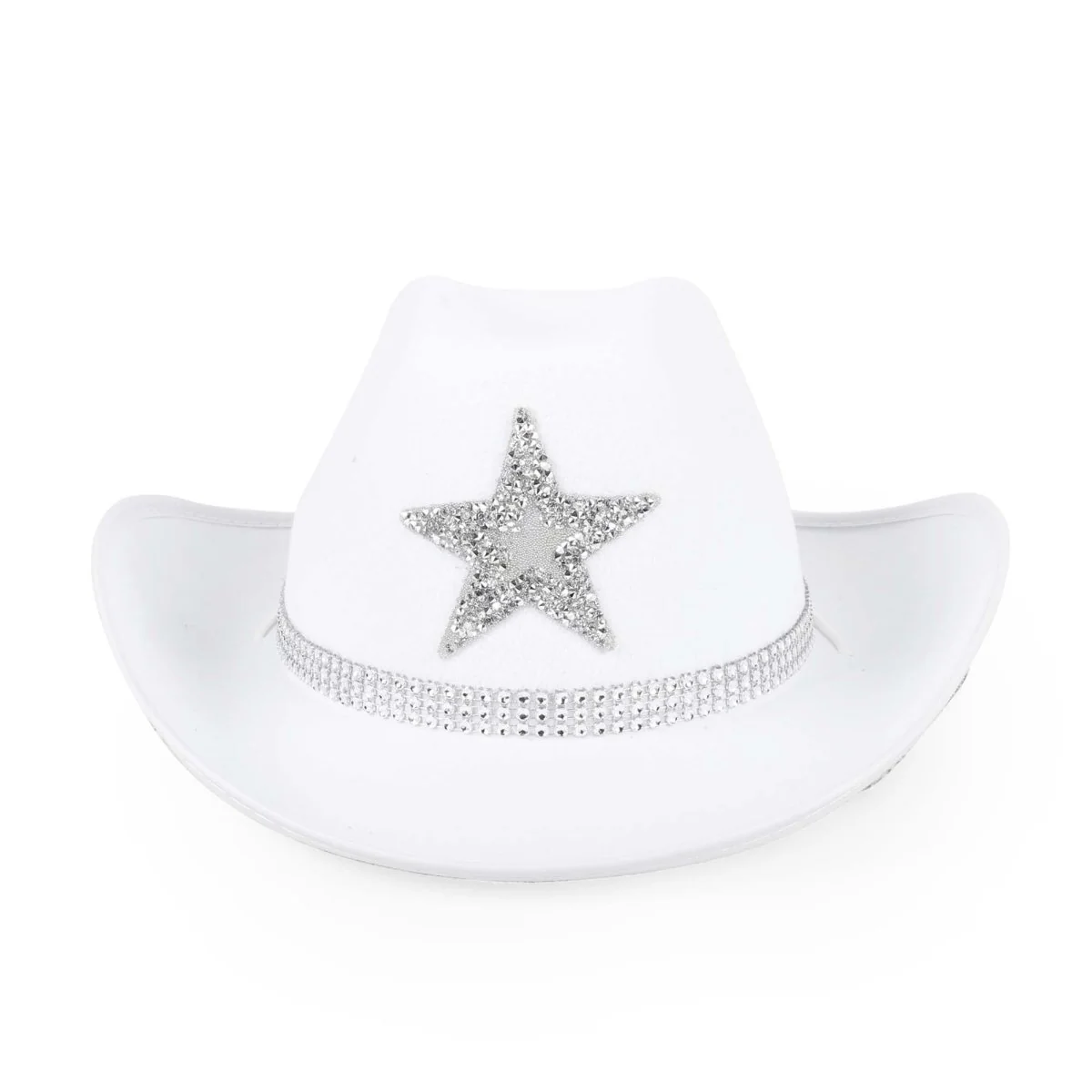 White Cowgirl Hat with Stars for Adults