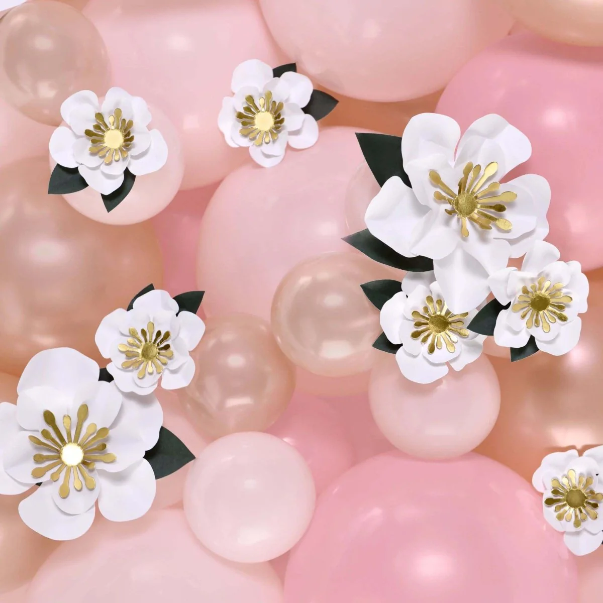 White Flowers Balloon Accent Decor, 12 Count