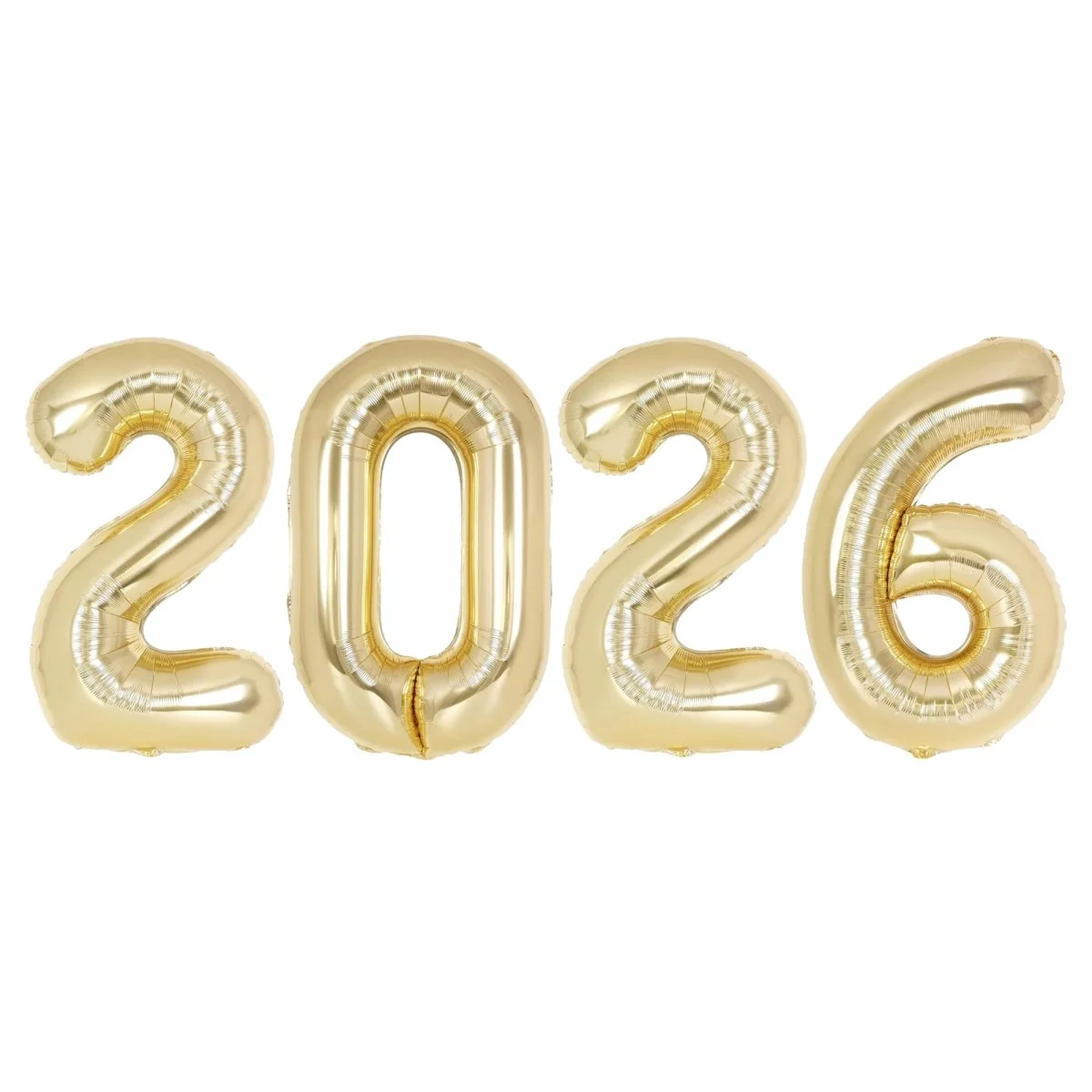 White Gold 2026 New Year Foil Balloons Kit, 40 Inches