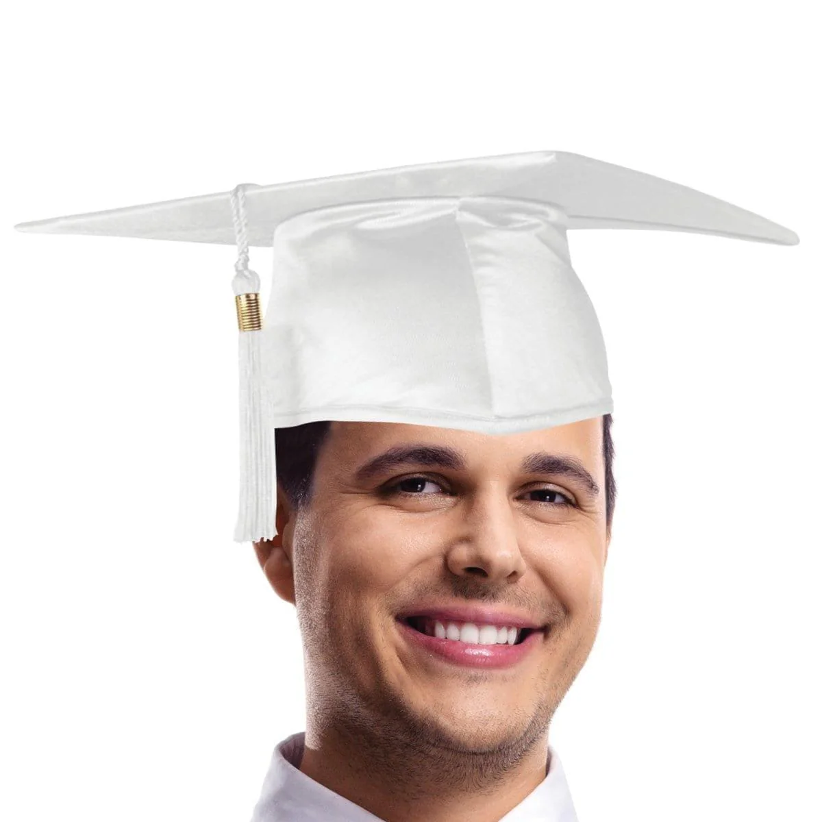 White Graduation Hat With Tassel For Adults - Image 2