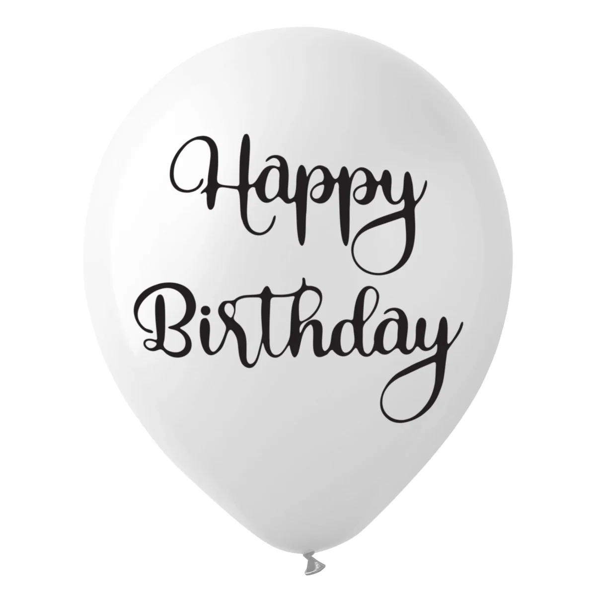 White Happy Birthday Latex Balloons, 12 Inches, 15 Count