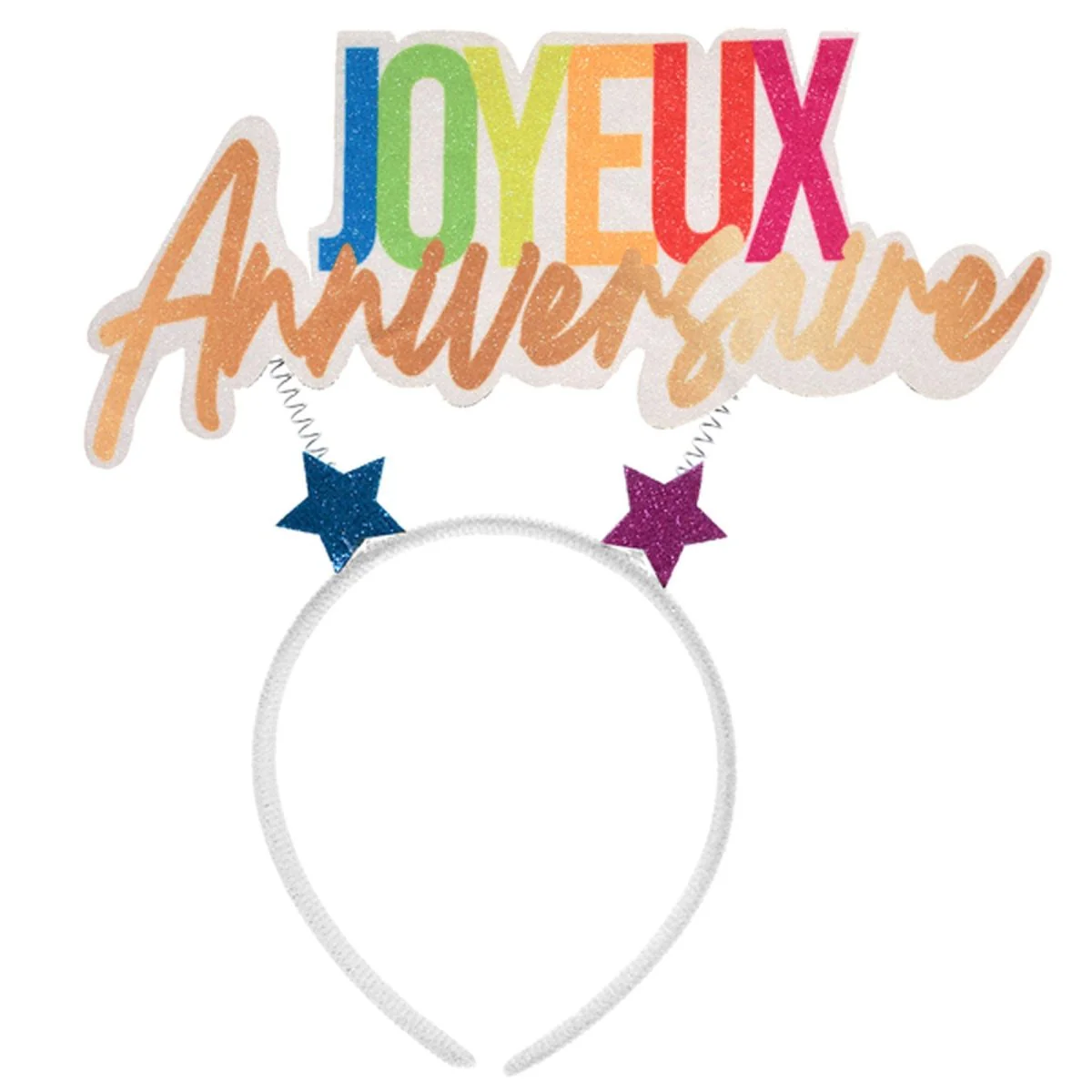 White "Joyeux Anniversaire" Headband, 1 Count