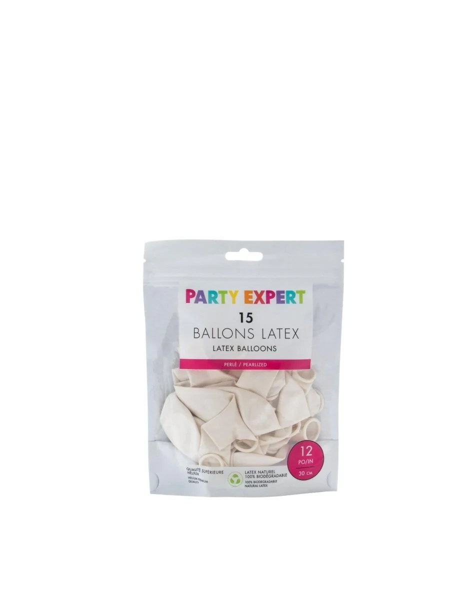 White Latex Balloon 12 Inches, Pearl Collection, 15 Count - Image 3
