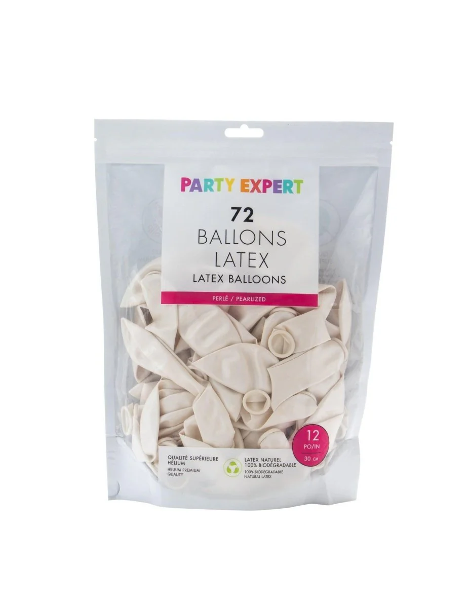 White Latex Balloon 12 Inches, Pearl Collection, 72 Count - Image 3