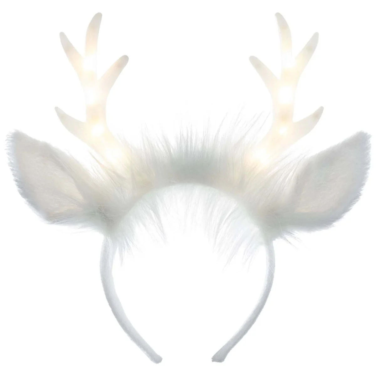 White Light-Up Antlers Headband, 1 Count