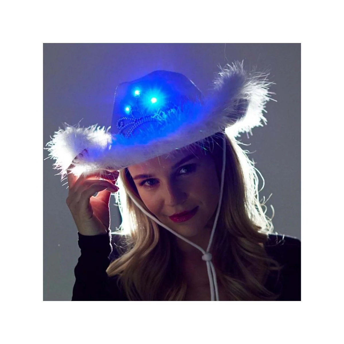 White Light-Up Cowboy Hat for Adults - Image 2
