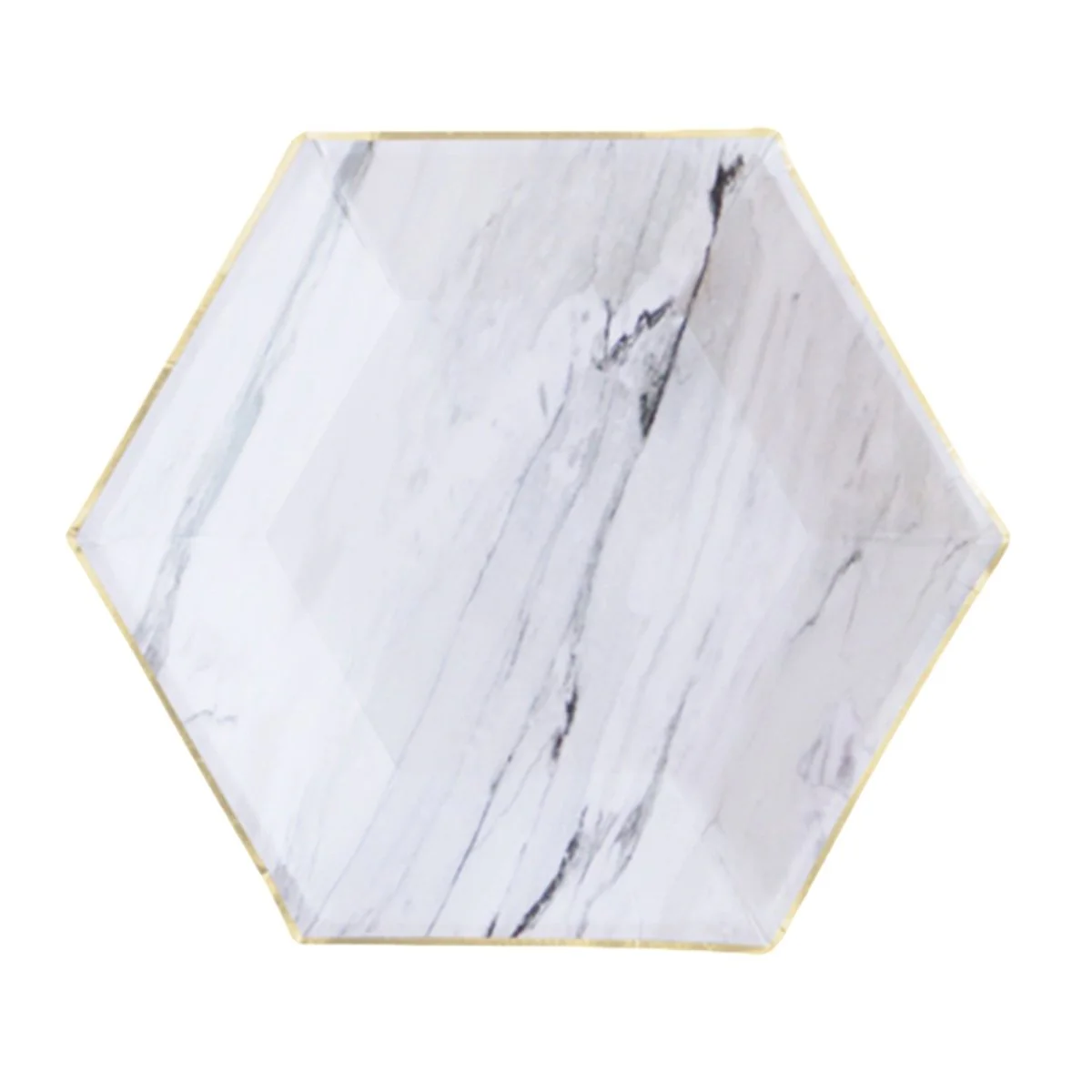 White Marble Plates, 9 Inches, 8 Count