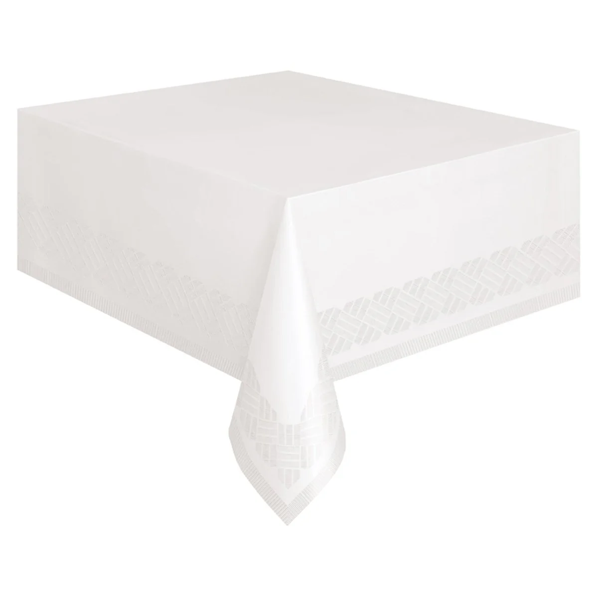 White Rectangular Paper Plastic-Lined Table Cover, 54 x 108 Inches, 1 Count