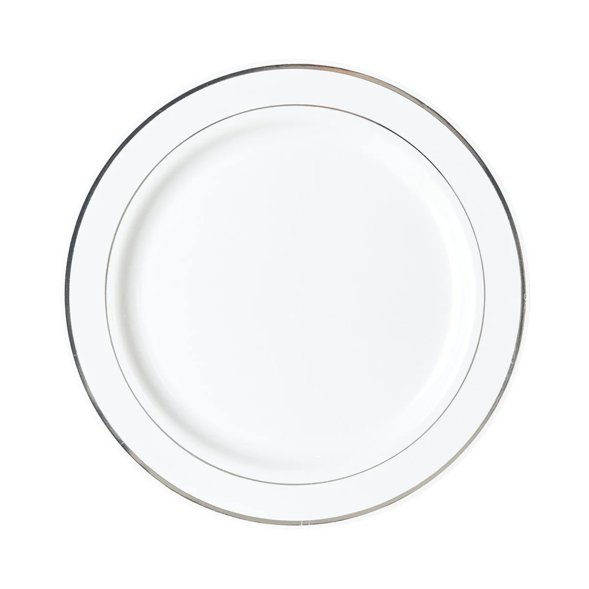 White Plates with Silver Hot Stamp, 10 Inches, 8 Count
