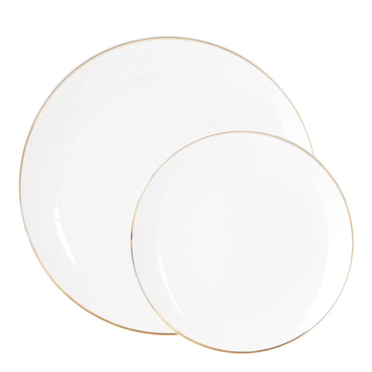 White Premium Quality Round Plates with Silver Rim Combo, 30 Count