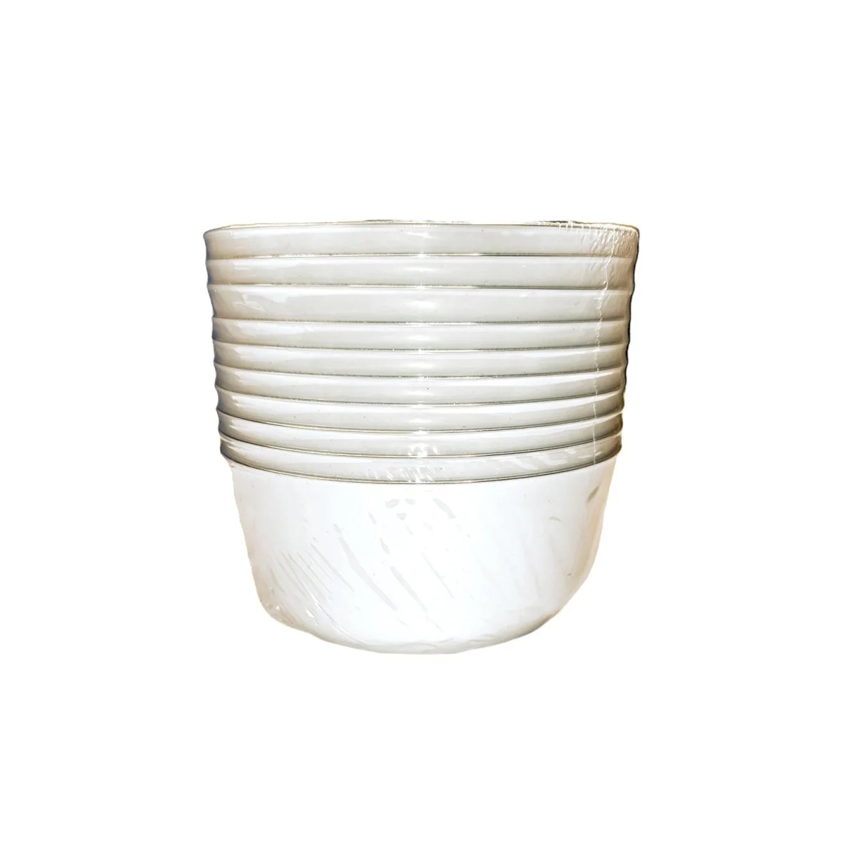 White Premium Quality Salad Bowl with Silver Rim, 24 Oz, 10 Count - Image 2