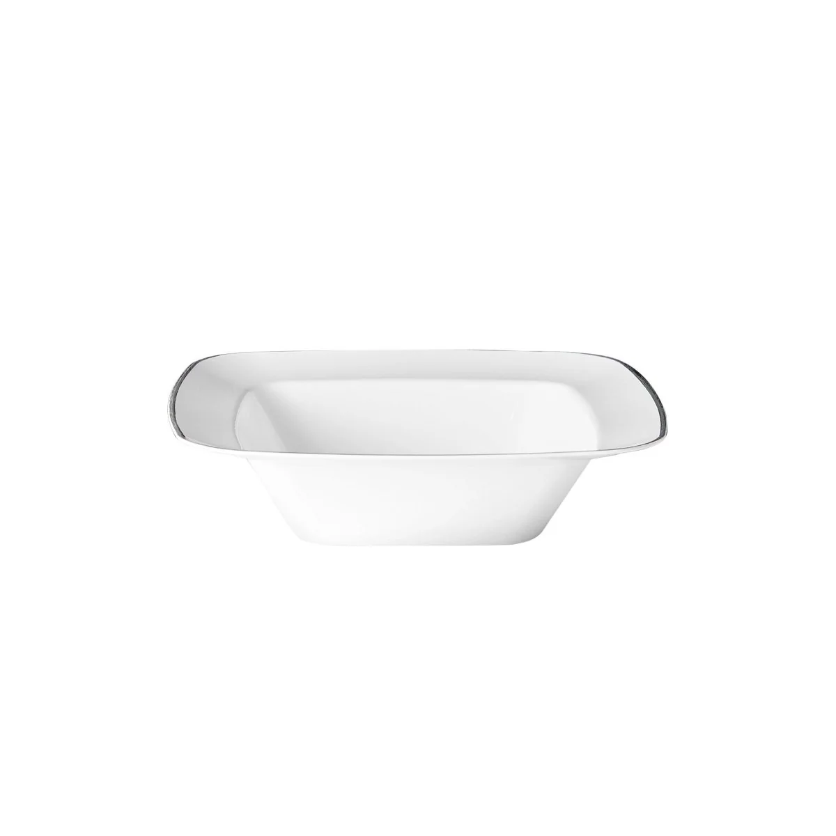 White Premium Quality Square Soup Bowls with Silver Rim, 10 Count