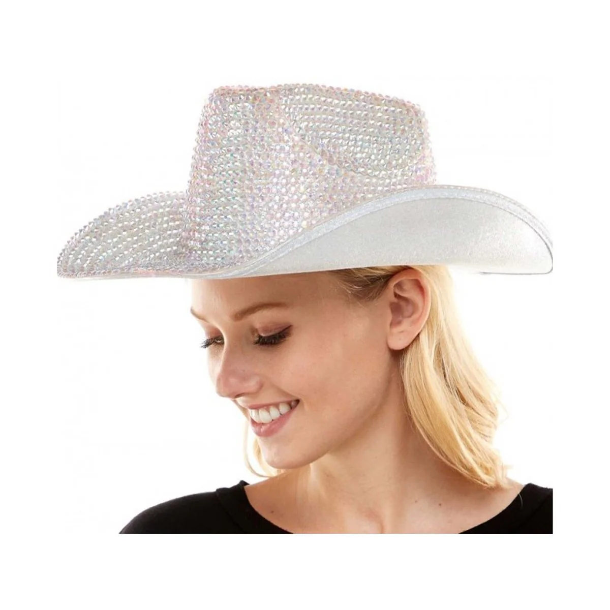 White Rhinestone Cowboy Hat for Adults