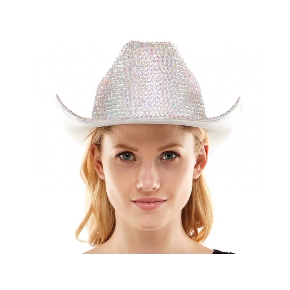 White Rhinestone Cowboy Hat for Adults - Image 3