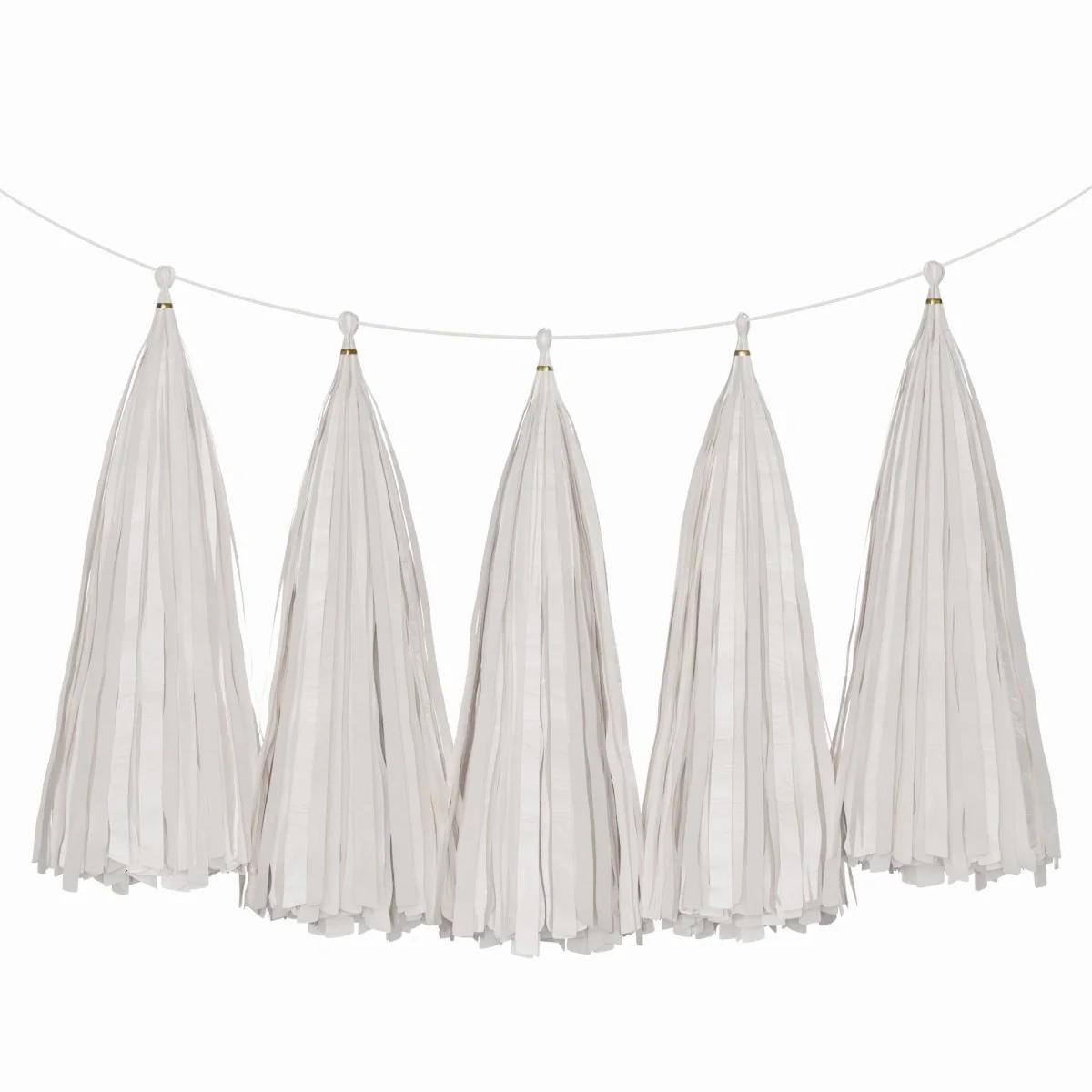 White Tassel Garland, 5 Count