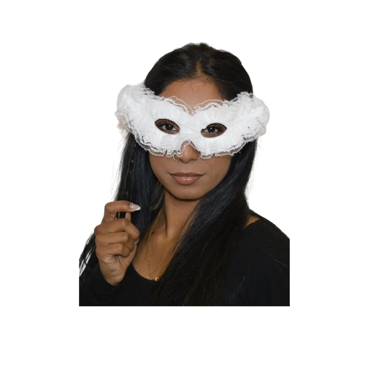White Venetian Mask “Grand Ballet” with Stick, 1 Count