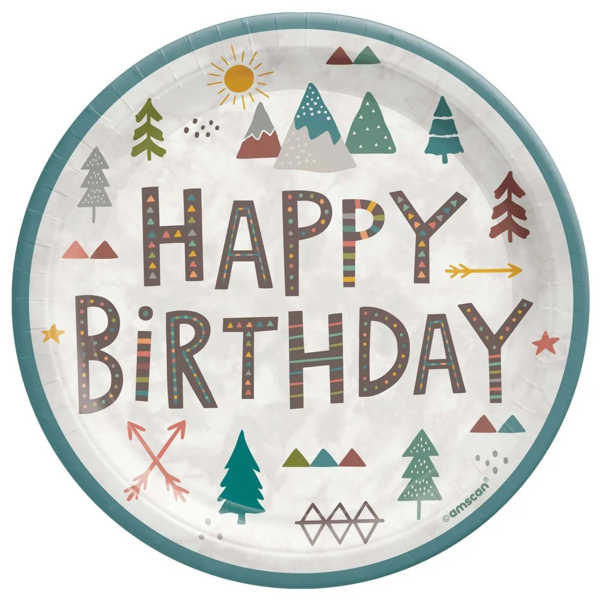 Wilderness Birthday Small Round Dessert Paper Plates, 7 Inches, 8 Count