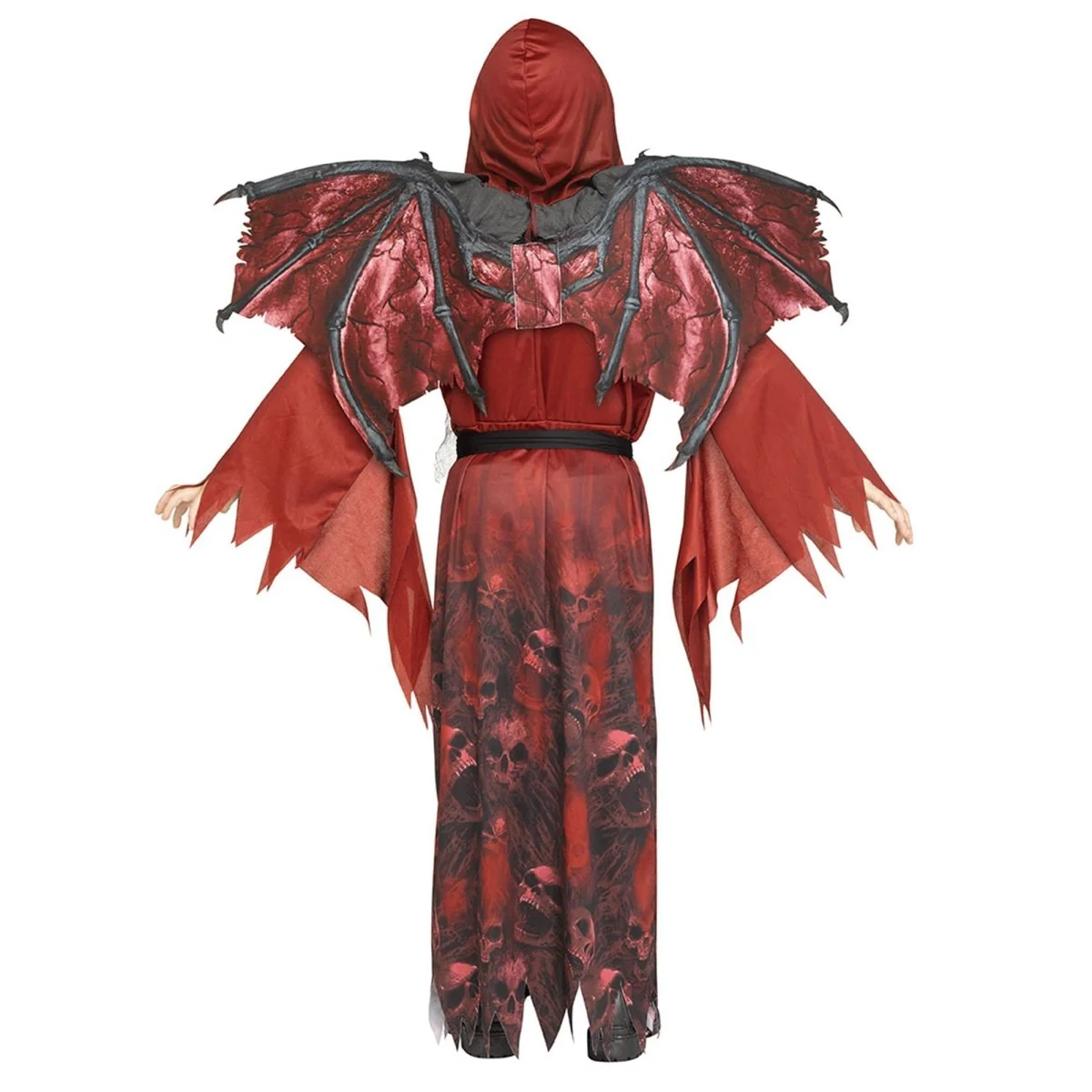 Winged Demon Costume for Kids, Red Hooded Robe - Image 2