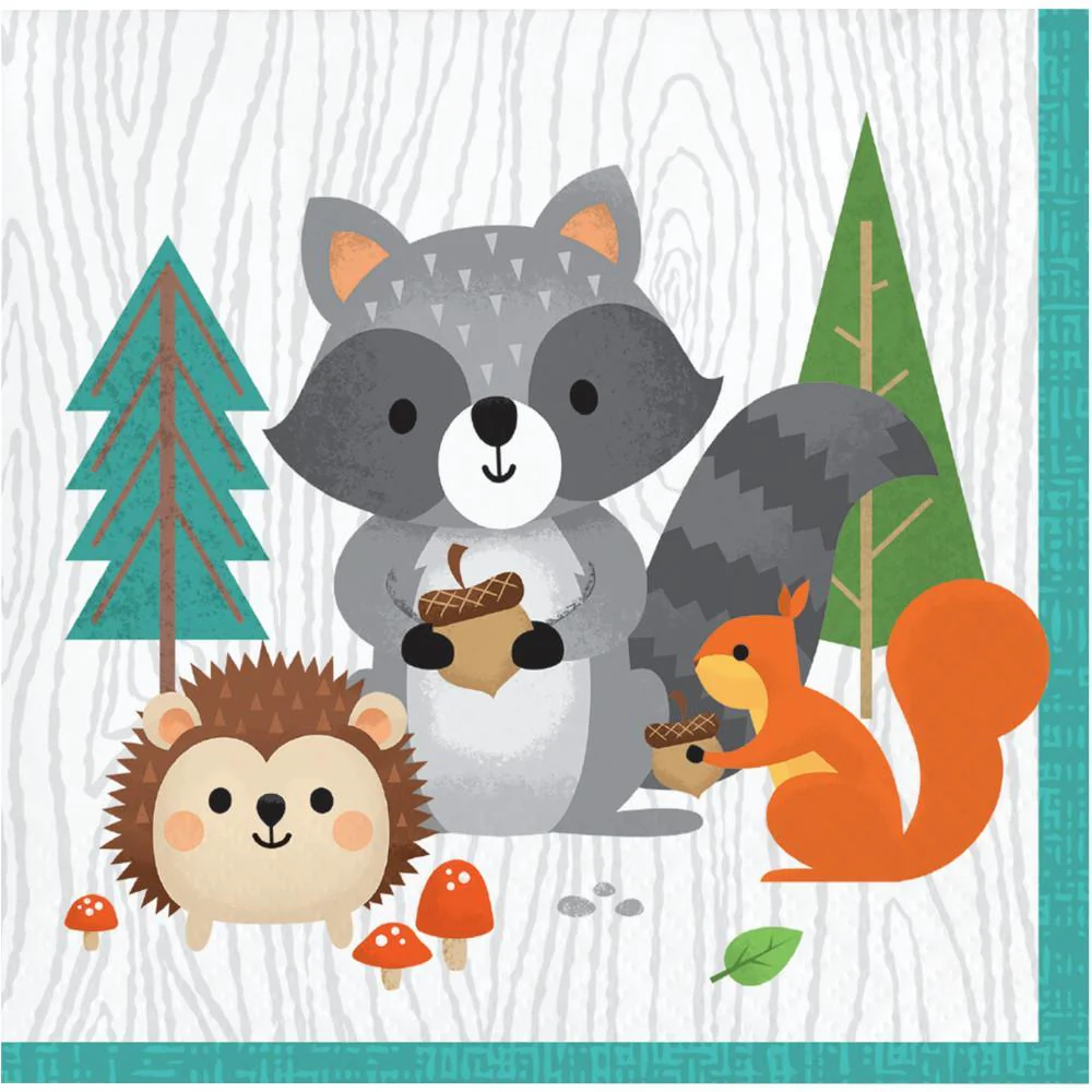 Woodland Animals beverage napkins, 16 per package