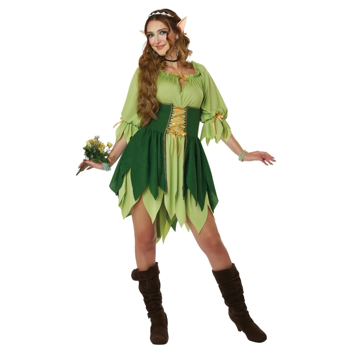 Woodland Elf Costume for Adults, Green Dress