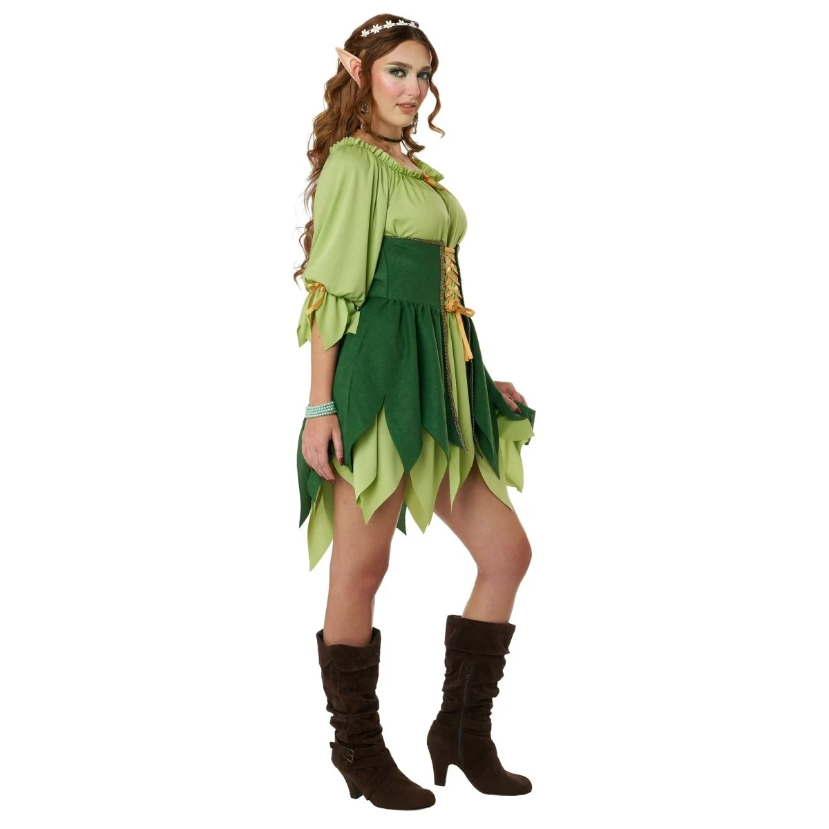 Woodland Elf Costume for Adults, Green Dress - Image 2