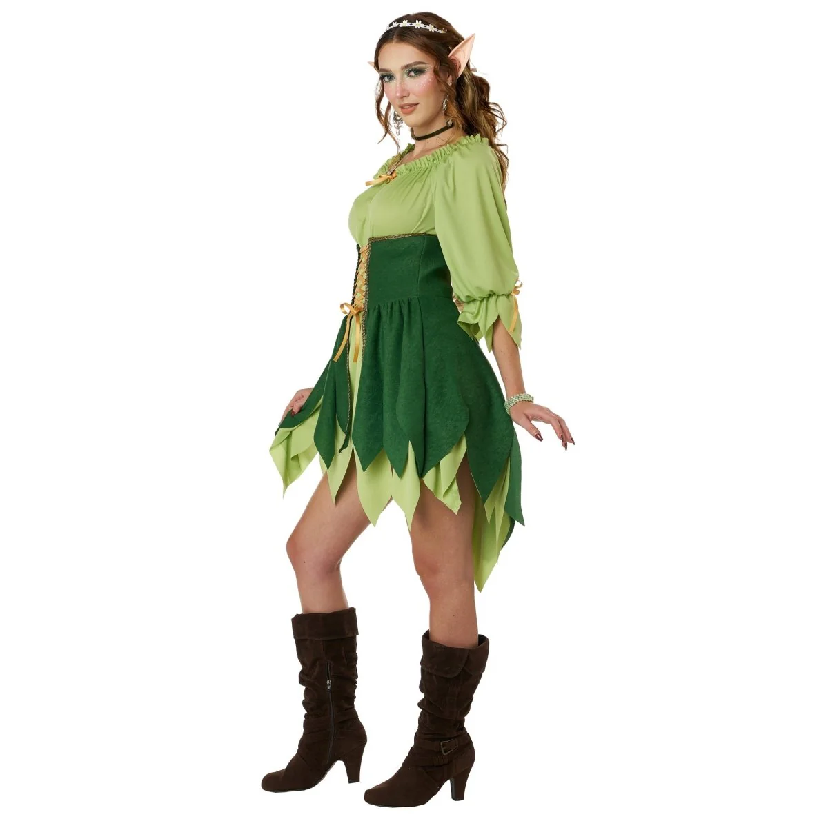 Woodland Elf Costume for Adults, Green Dress - Image 3