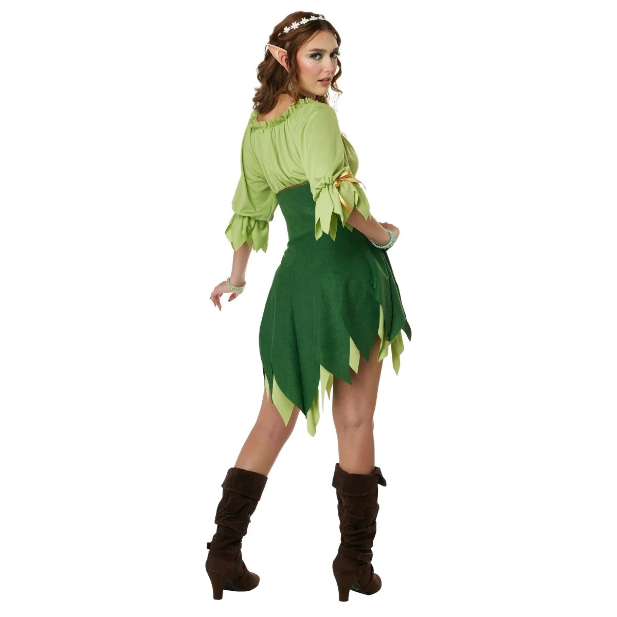 Woodland Elf Costume for Adults, Green Dress - Image 4