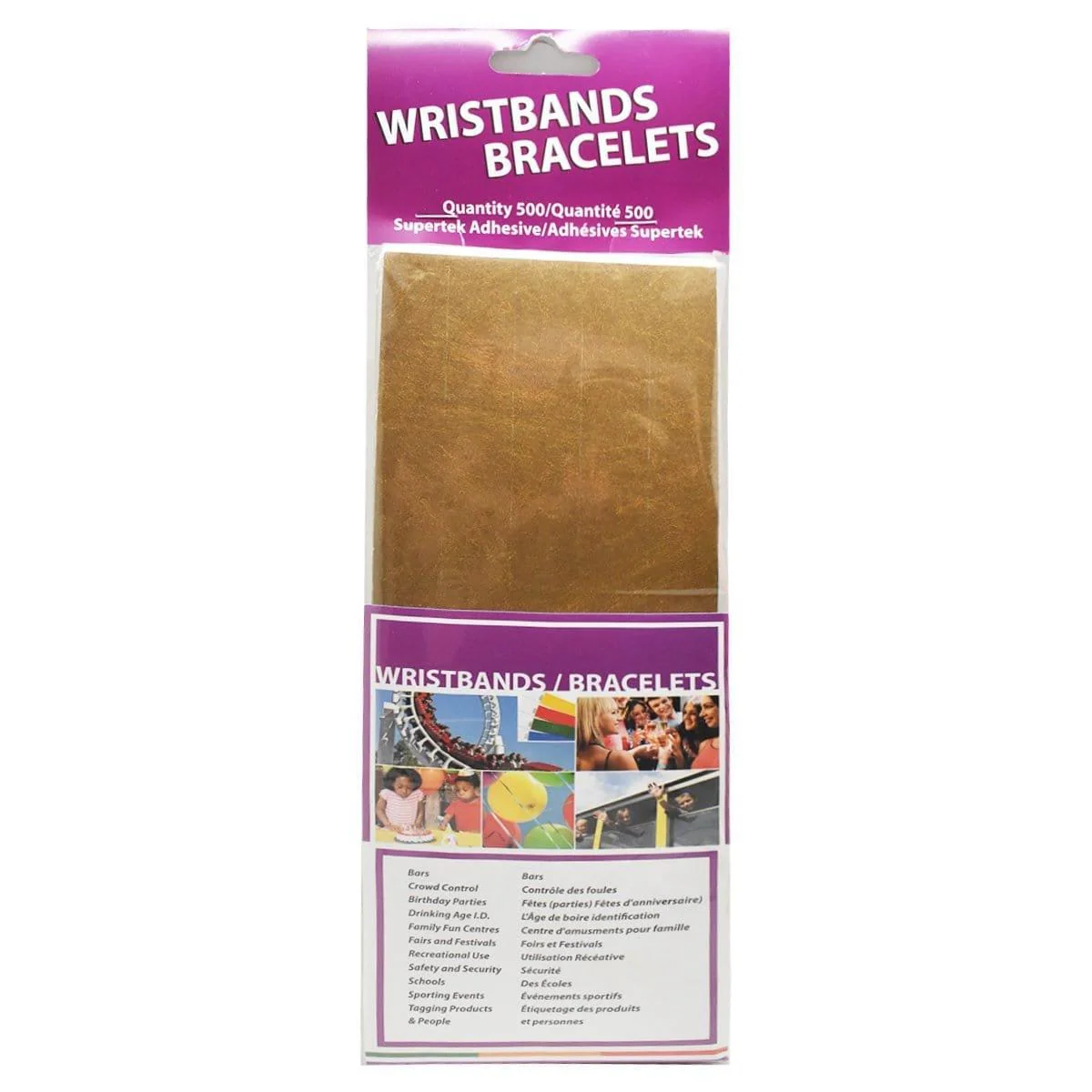 Wristband Supertek 3/4 in. 500 Per Package - Gold
