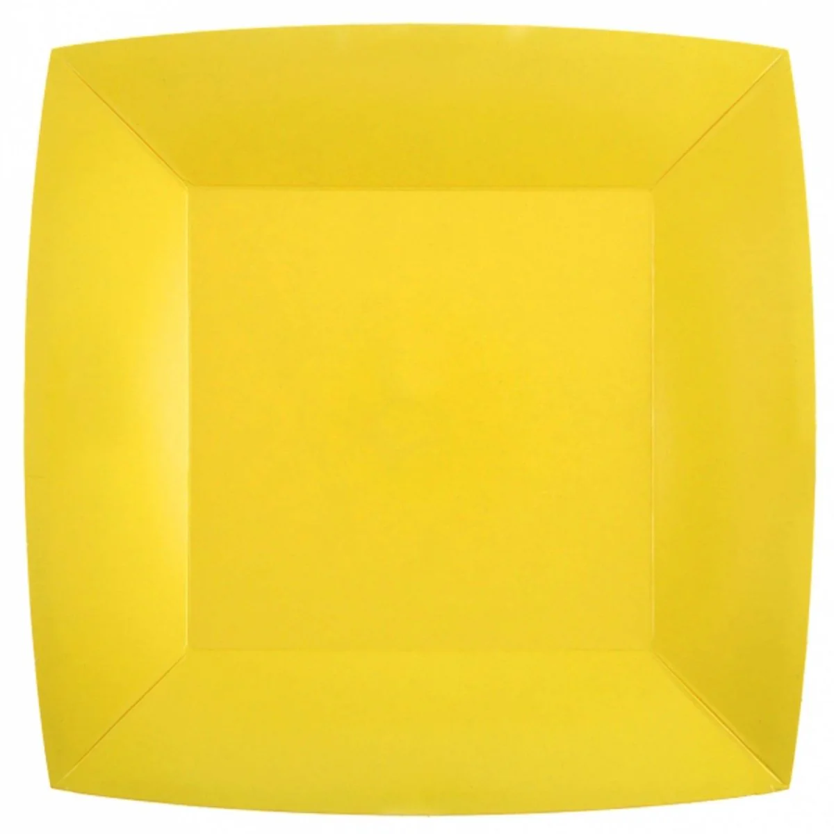 Yellow Large Square Compostable Lunch Party Paper Plates, 9 Inches, 10 Count