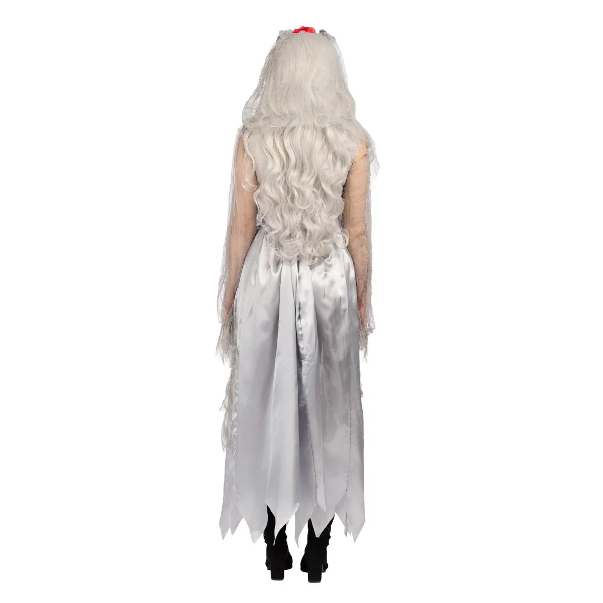 Zombie Bride Costume for Adults, Grey Dress - Image 4